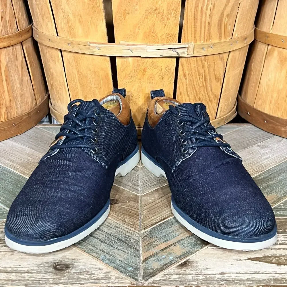 Bull Boxer Justyfi Denim Navy Canvas Tan Leather Casual Oxfords Mens Size 13